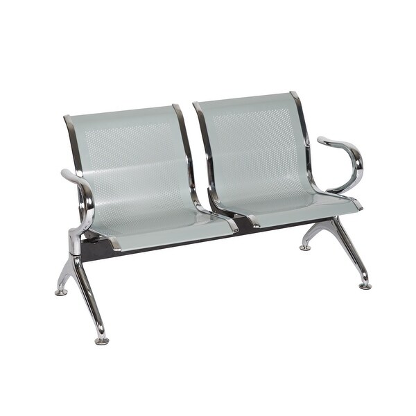 Guest Reception Chairs for Airport Hospital Bank Salon Barber Hall Room Conference Kinfant Waiting Room Chair Bench 2-seat, Black-Mesh 