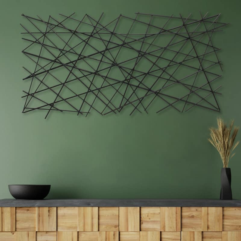 Rectangular Linear Metal Abstract Wall Decoration - 48.5" - Black