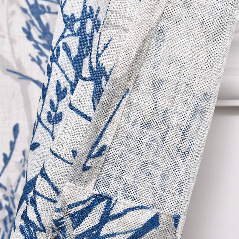 DriftAway Tree Branch Linen Blend Botanical Pattern 3 Pieces Semi Sheer Kitchen Set