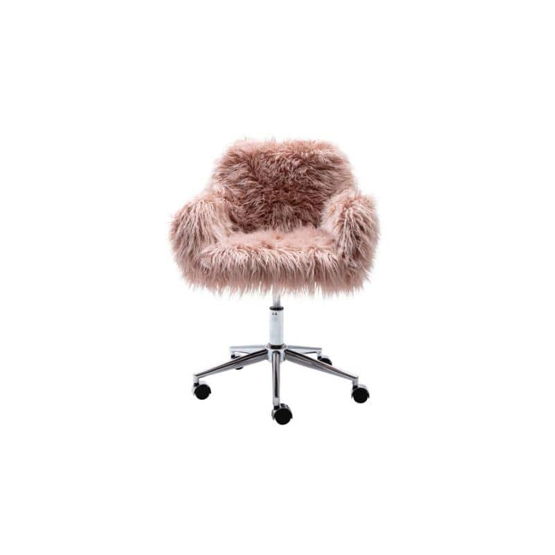 Modern Faux fur home office chair in Pink
