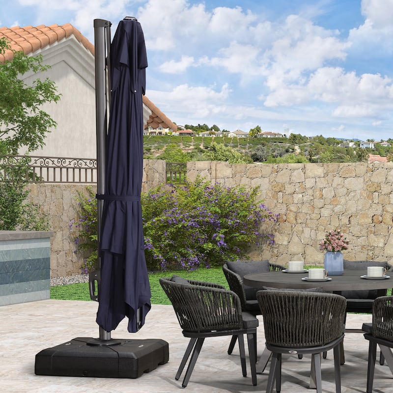 PURPLE LEAF Patio Cantilever Umbrella with 360 Degree Rotation