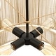 preview thumbnail 6 of 8, 4-Light Rattan Tiered Drum Chandelier Light with Black Canopy - 22'' W