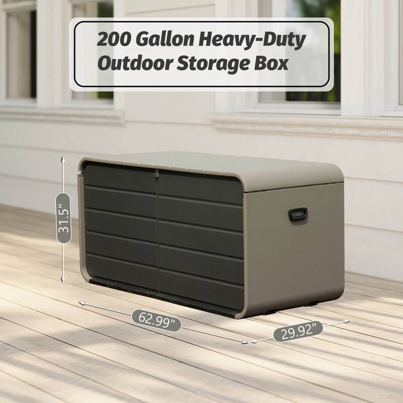 Domi 200 Resin Gallon Outdoor Storage Box - Waterproof, UV-Resistant Deck Box with Lockable Lid