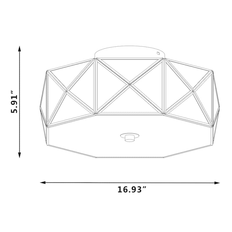 4 - Light 16.93" Unique/Statement Geometric Flush Mount - 5.91"H x 16.93"W x 16.93"D
