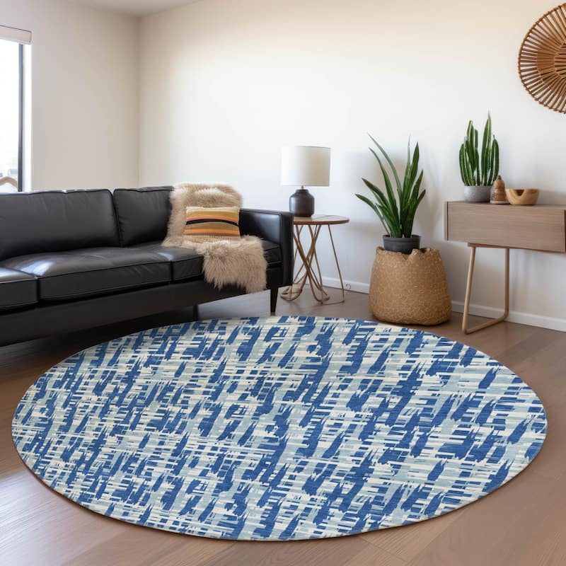 Premium Washable Super Soft Abstract Weave Mayfield Rug - Blue - 8' x 8'