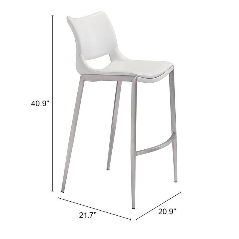 Ace Barstool White & Silver