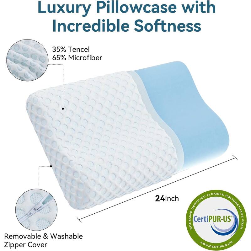 Memory Foam Bed Pillow Cervical Orthopedic Pillow - White