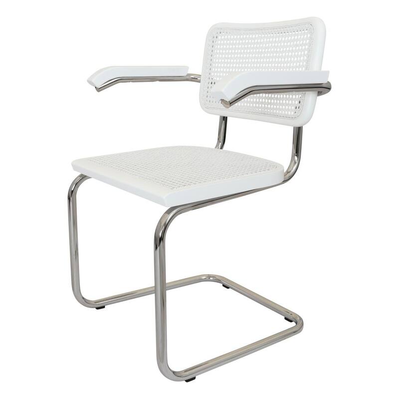 Breuer Chair Company Marcel Breuer Cesca Cane Cantilever Armchair Arm Chair w/ Chrome Steel Frame (Various Wood & Cane Colors)