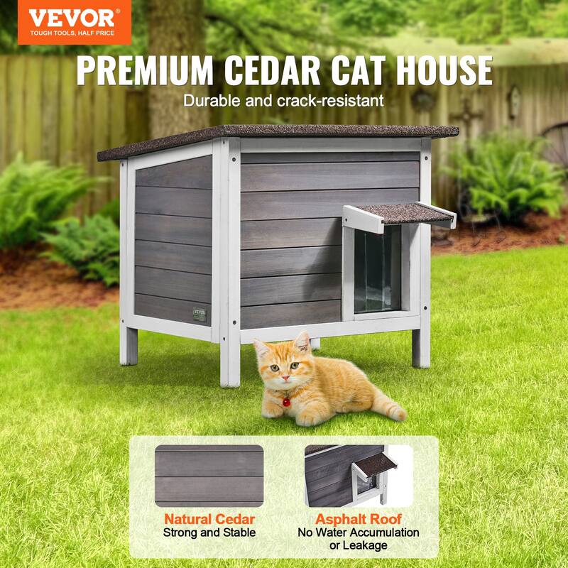 Outdoor Cat House Weatherproof Feral Cat Shelter for Multiple Cats Outdoor Wooden Cat Rabbit House