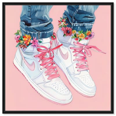 Blush Floral Bloom Sneakers Canvas by Art Remedy