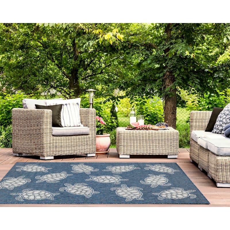 Liora Manne Carmel Collection Sea Turtles Indoor/ Outdoor Area Rug