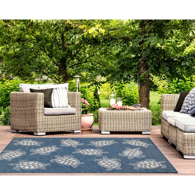 Liora Manne Carmel Collection Sea Turtles Indoor/ Outdoor Area Rug