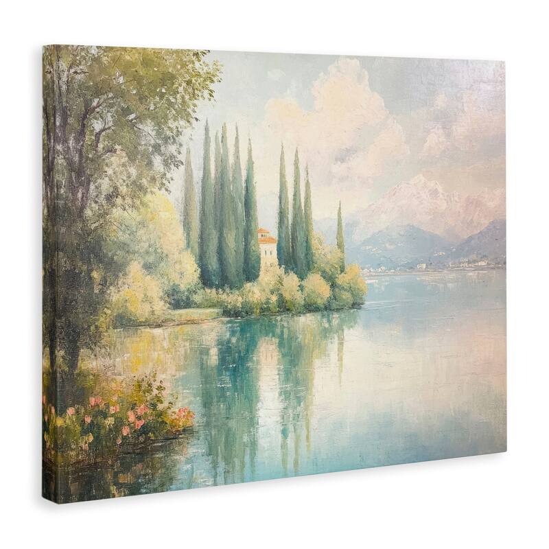 Stupell Lakeside Mansion View Canvas Wall Art Design By Petal Prints Design