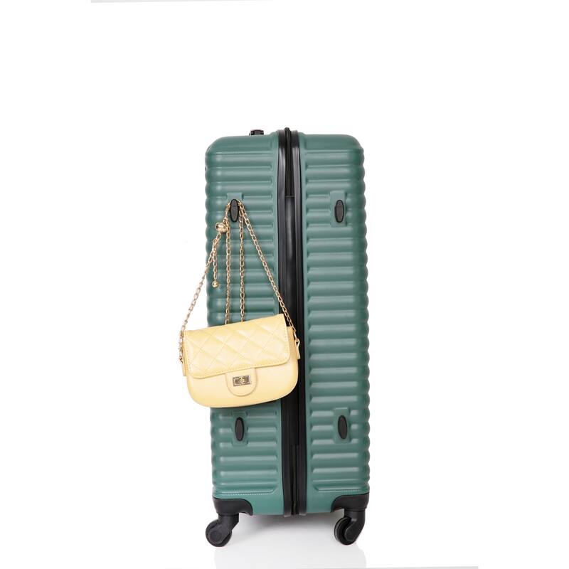 3 Piece ABS Hardside Luggage Sets Spinner Wheels Suitcase with Two Hooks and TSA Lock & Telescoping Handle
