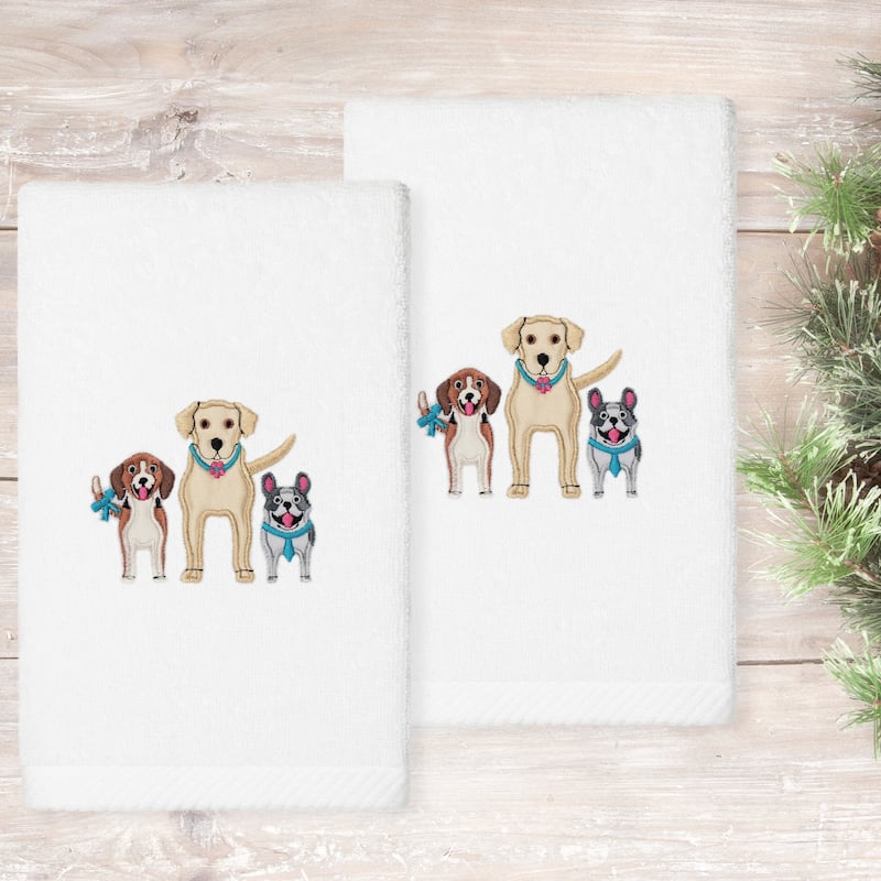 Authentic Hotel and Spa Dogs - Embroidered Luxury 100% Turkish Cotton Hand Towels (Set of 2)