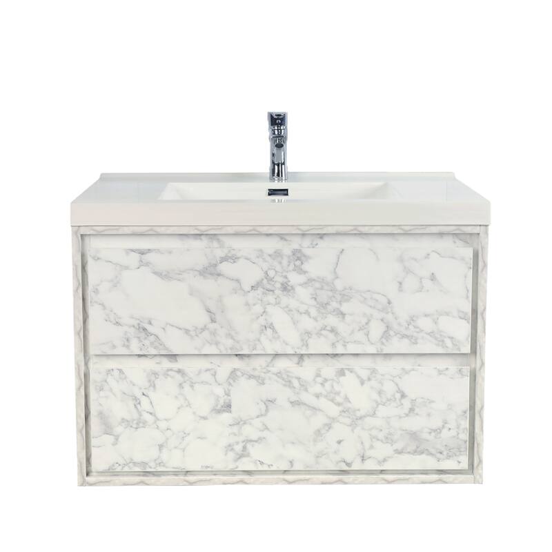 Sage 36" wall mounted bathroom vanity with single basin acrylic top