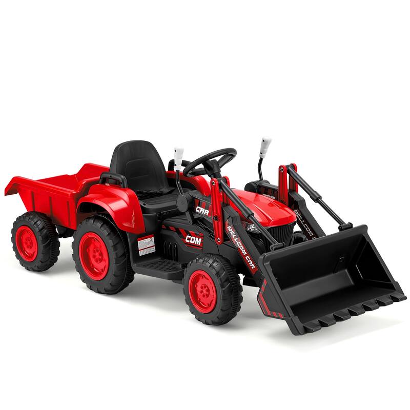 EROMMY Ride on Car Toys with Remote Control, Digger, Horn, Lights, Music Player, Safety Belt,