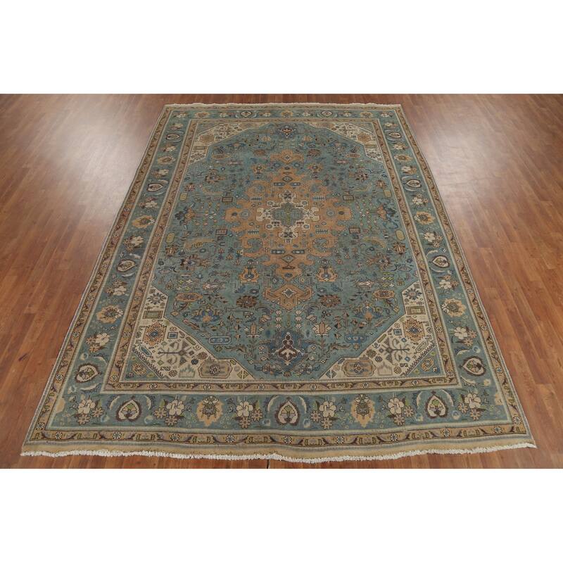 Geometric Tabriz Persian Vintage Area Rug Handmade Bedroom Wool Carpet - 8'0"x 11'0"
