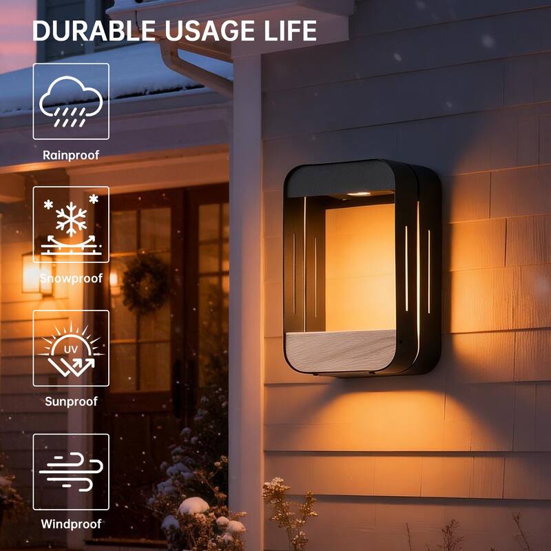 Modern Solar Rectangle Frame Integrated LED Sensor Outdoor Wall Light