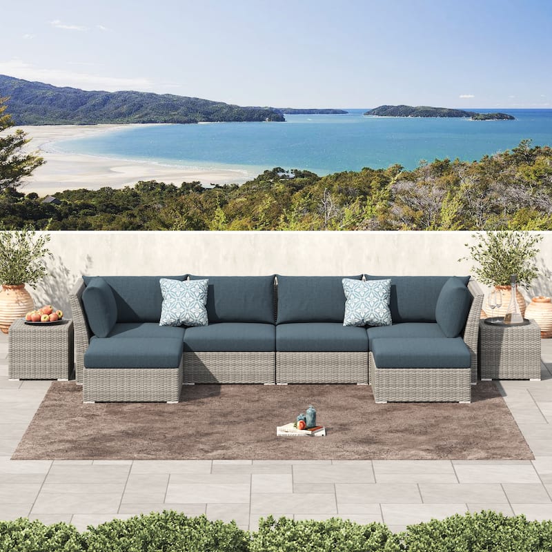 Corvus 8-piece Aluminum Wicker Patio Sectional Conversation Set
