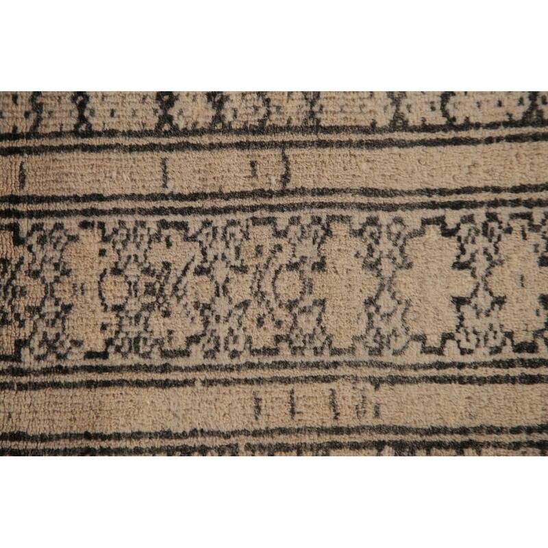 Hand Knotted Oriental 100% Wool Carpet Traditional Geometric Beige & Ivories Bokhara Area Rug - 4' 8'' X 2' 11''