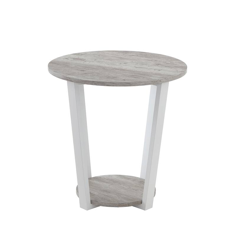20" Modern Round End Table with Storage Shelf and Round Base for Living Room or Bedroom