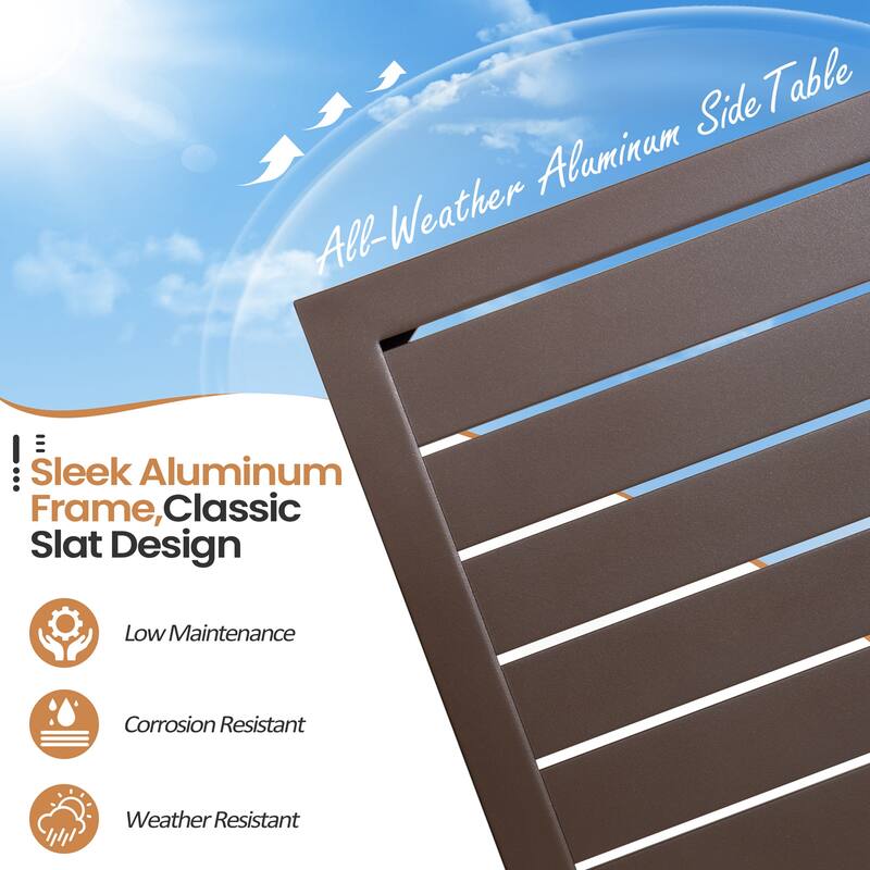 VredHom Outdoor Aluminum Patio Side Table - 18.1 in L * 13.8 in W * 15.7 in H