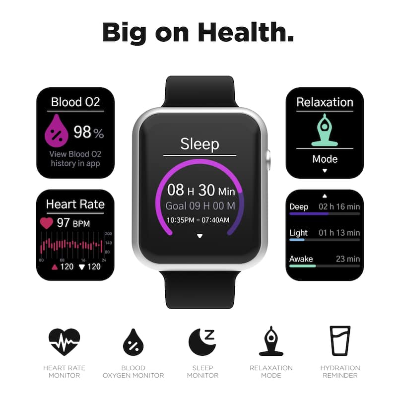 iTouch Air 4 Men's Smartwatch - Fitness Tracker, Heart Rate Monitor, Customizable Watch Face - 100+ Sports Modes - Bluetooth