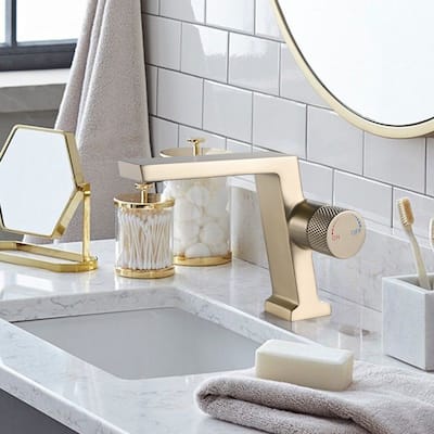 5.63"H Solid Brass Single Handle Single Hole Bathroom Sink Faucet