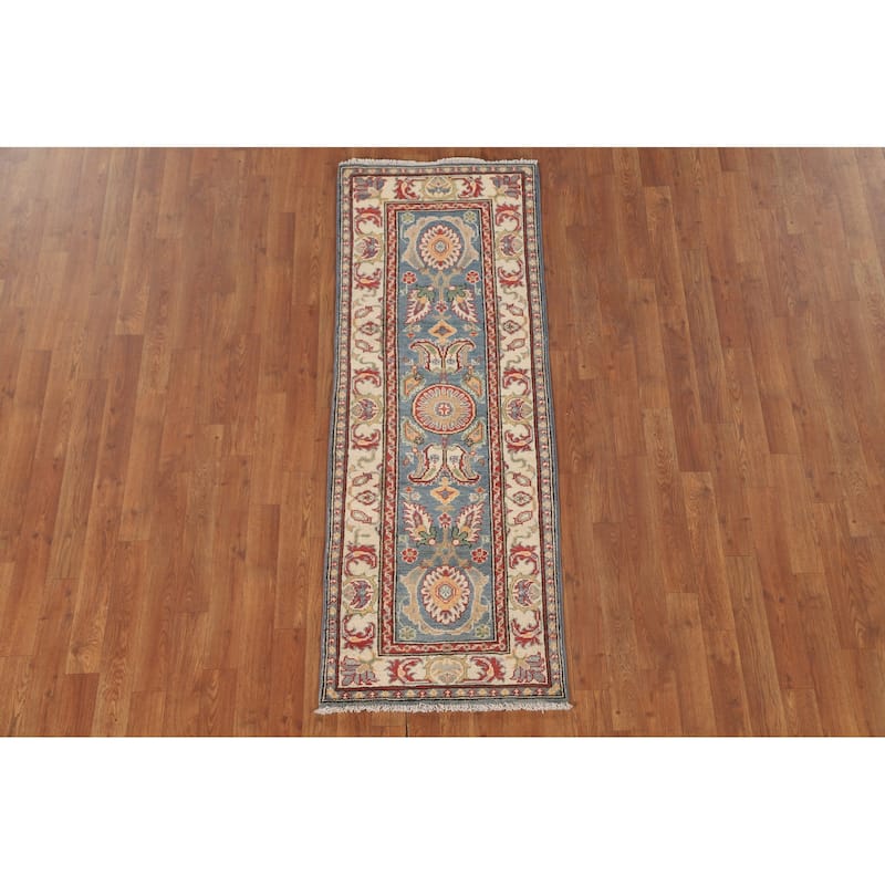 Kazak Runner Rug Handmade Oriental Floral Wool Carpet - 2'0" x 5'7"