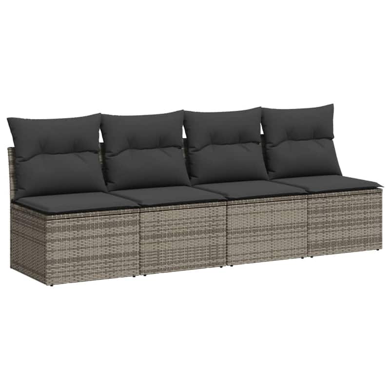 vidaXL Patio Sofa Set with Cushions Outdoor Furniture 9 Piece Poly Rattan - 24.4 x 24.4 x 27.2