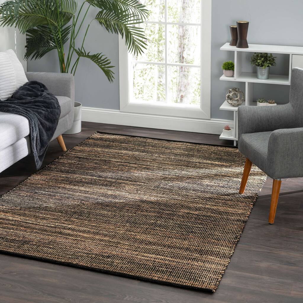 Seed Black/Natural Handwoven Jute Rug