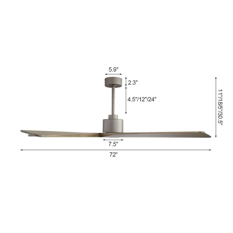 WINGBO 72" 6-Speed DC Motor Indoor Ceiling Fan without Lights