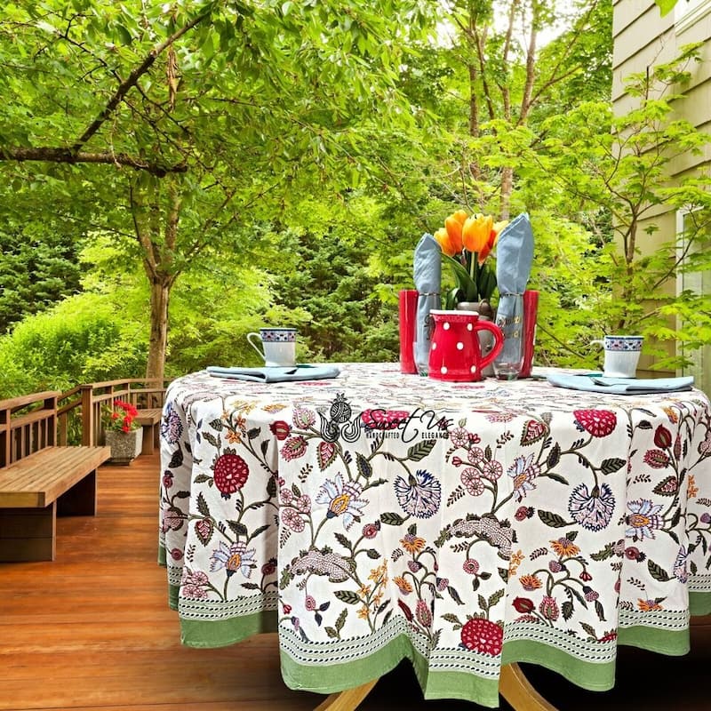 Cotton Floral Berry Print Tablecloth Collection