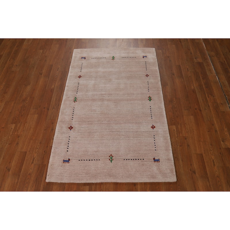Gabbeh Indian Foyer Rug Handmade Tribal Silk Carpet - 3'0"x 4'10"