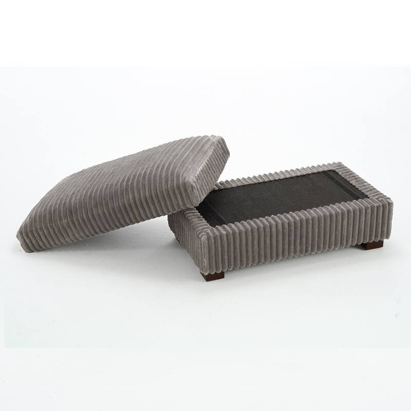 40" Oversized Plush Flannel Upholstered Ottoman Footstool Set of 2