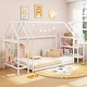 preview thumbnail 16 of 18, Twin Size Montessori Floor House Bed with Detachable Storage Shelves and Clothes Hanging Rack