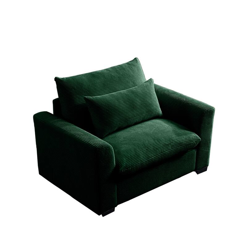 Chenille Lounge Chair for Reading, Modern Single Sofa Chair, Upholstered Living Room Accent Chair with Waist Pillow