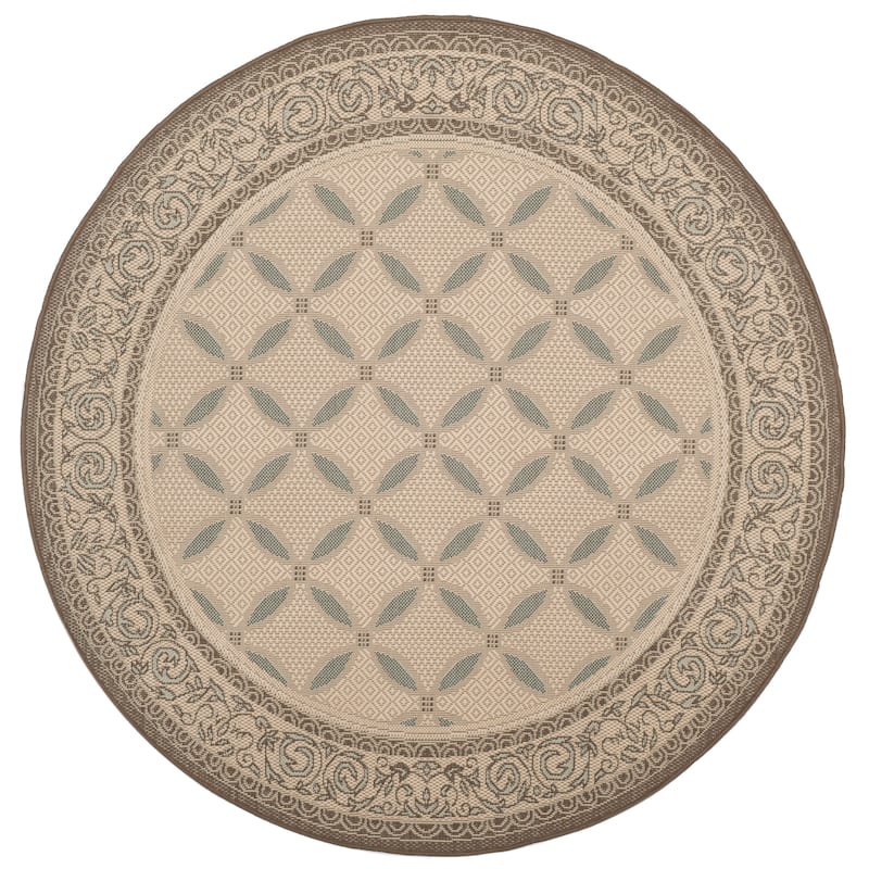 SAFAVIEH Courtyard Zennur Indoor/ Outdoor Waterproof Patio Backyard Rug - Beige - 5'3" x 5'3" Round