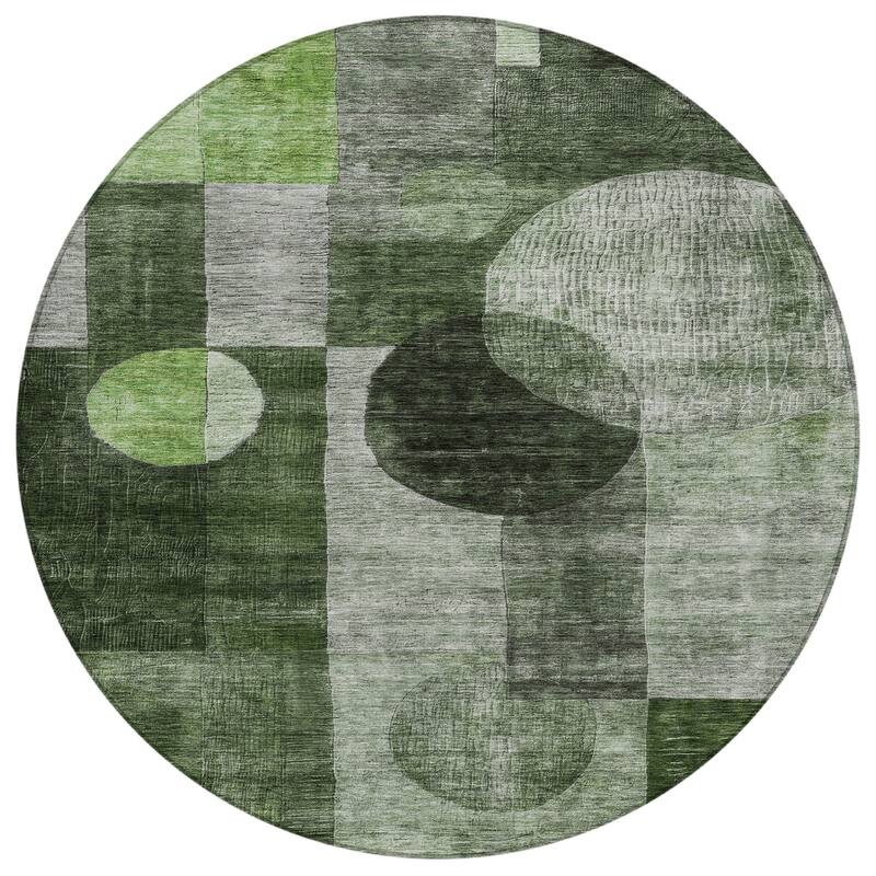 Machine Washable Indoor/ Outdoor Abstract Geo Chantille Rug
