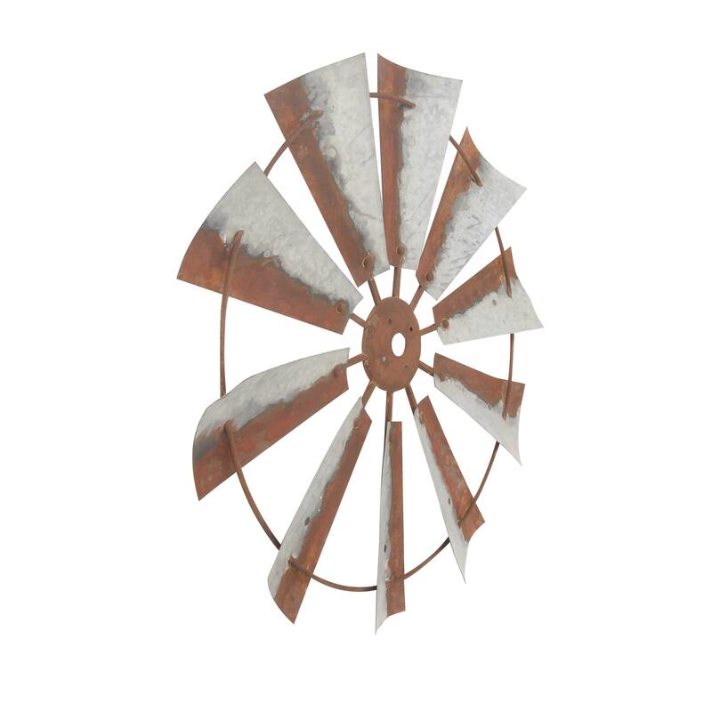 Brown Metal Indoor Outdoor Windmill Home Wall Decor