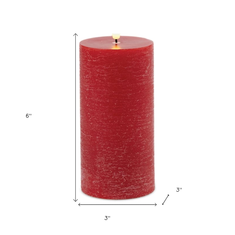 Set of Two Red Flameless Pillar Candles