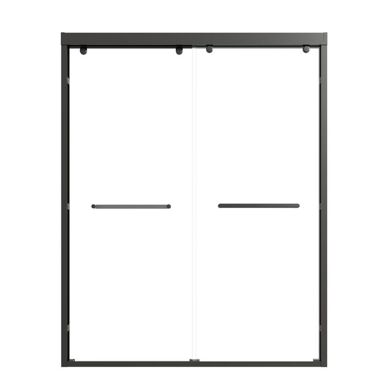 Modern 60 Inch Double Sliding Shower Door, ANSI Certified Glass, Adjustable Width, Stainless Steel Rollers - Matte Black