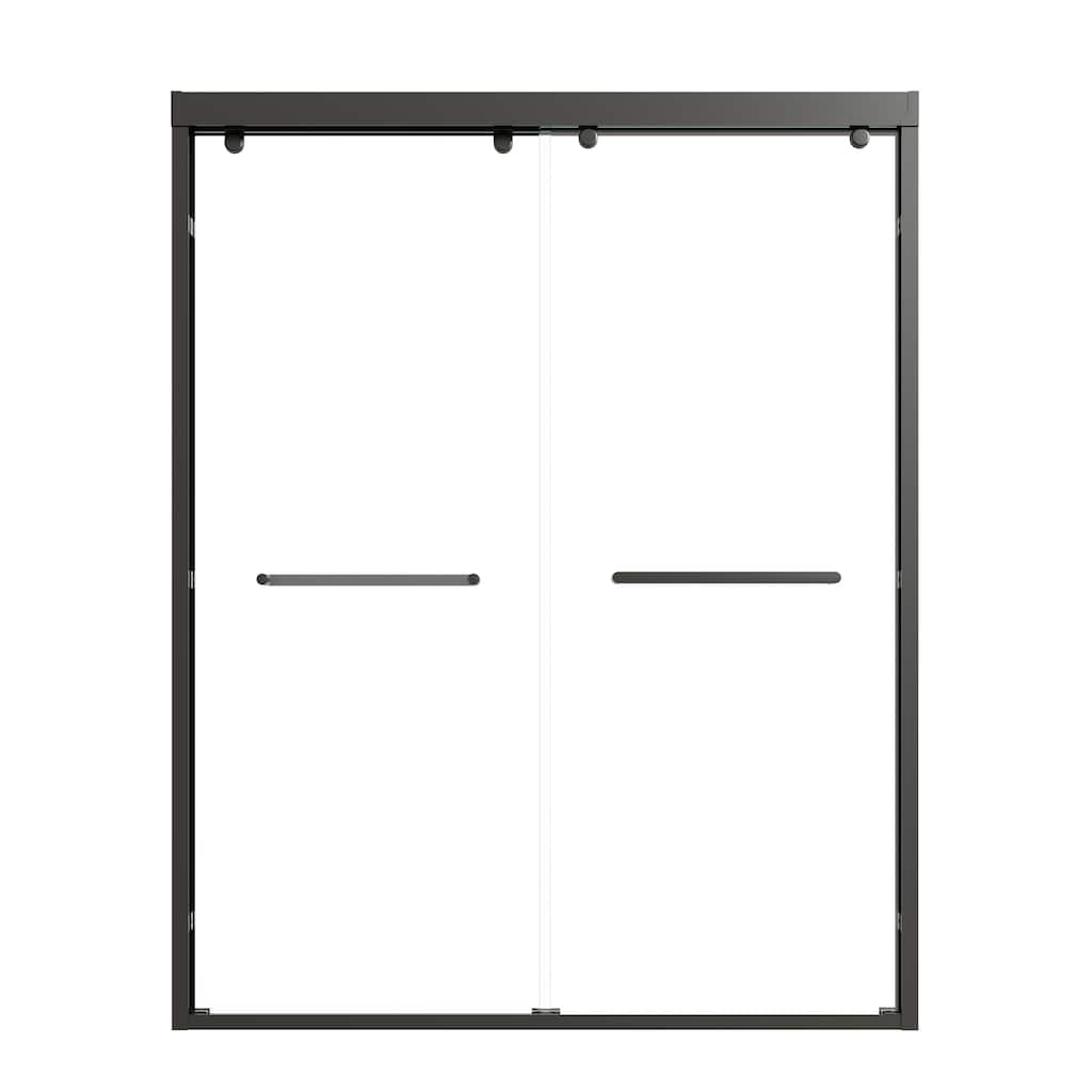 Modern 60 Inch Double Sliding Shower Door, ANSI Certified Glass, Adjustable Width, Stainless Steel Rollers