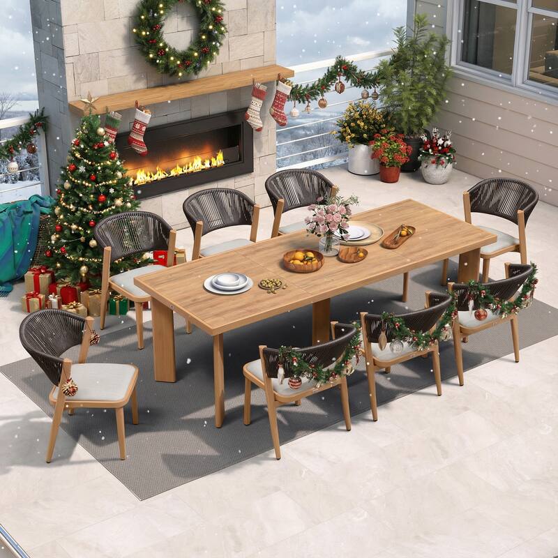 PURPLE LEAF 7 / 9 / 11 pcs Outdoor Dining Set Patio Dining Furniture for Lawn Backyard Deck Brown