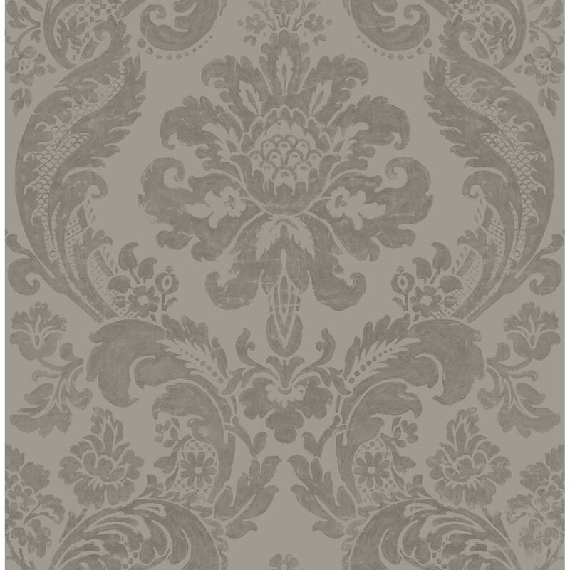 Isleton, Shadow Flocked Damask, 33 FT. L x 20.5In. W Wallpaper Roll