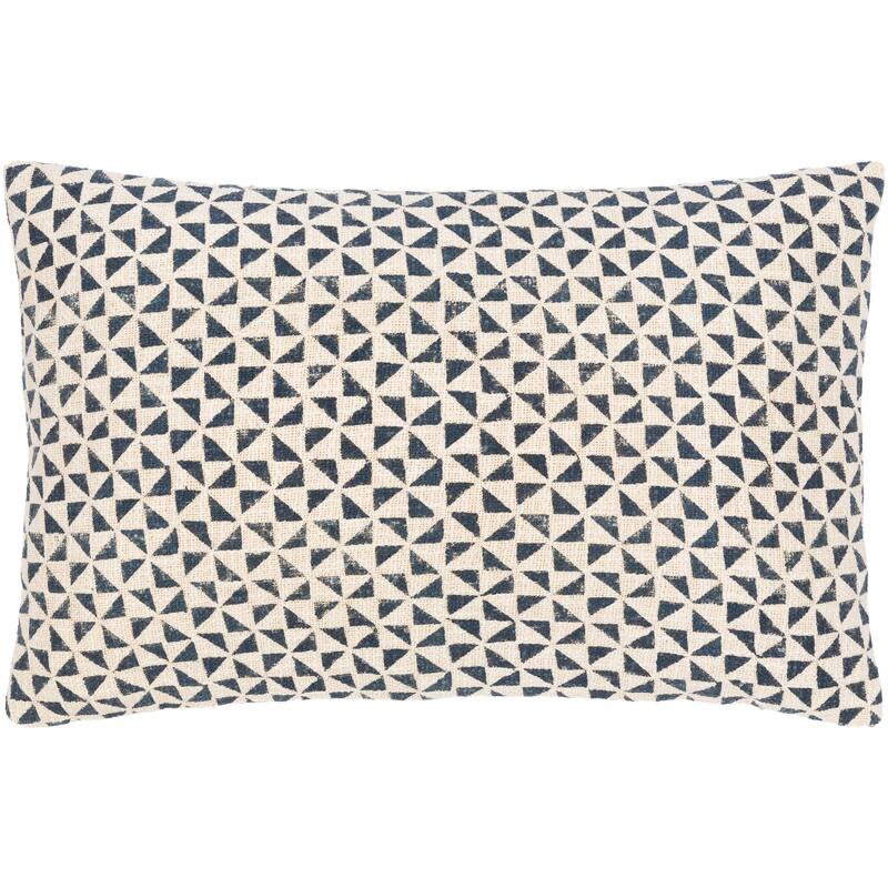 Crew Triangle Patterned Cotton Throw Pillow - 14"H x 22"W - Polyester - Dark Blue