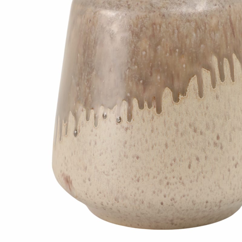 Warm Rustic Ceramic Table Vase for Home Decor, Decorative Flower Vase with Glazed Finish