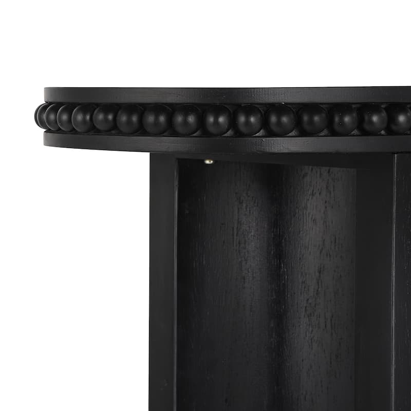Vintage Console Table With Beaded Trim And Reversible Curved Legs,Natural Wood Veneer Finish-Entryway Accent Table