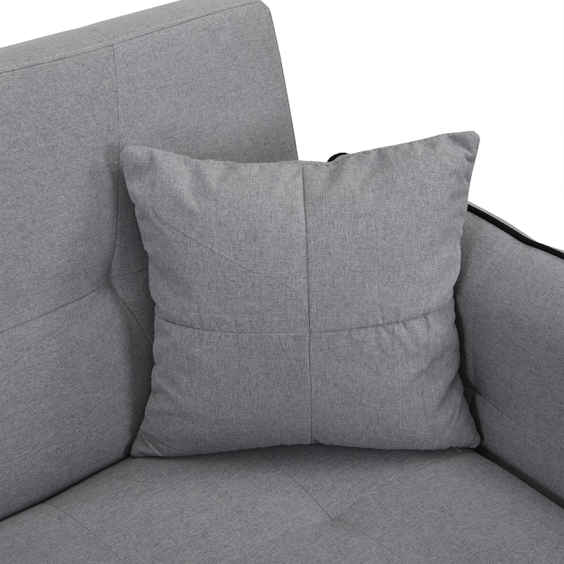 Convertible Sofa Bed with Wireless Audio Transmission, Linen Lounge Sofa Bed with 2 Speakers, Love Seat Couches